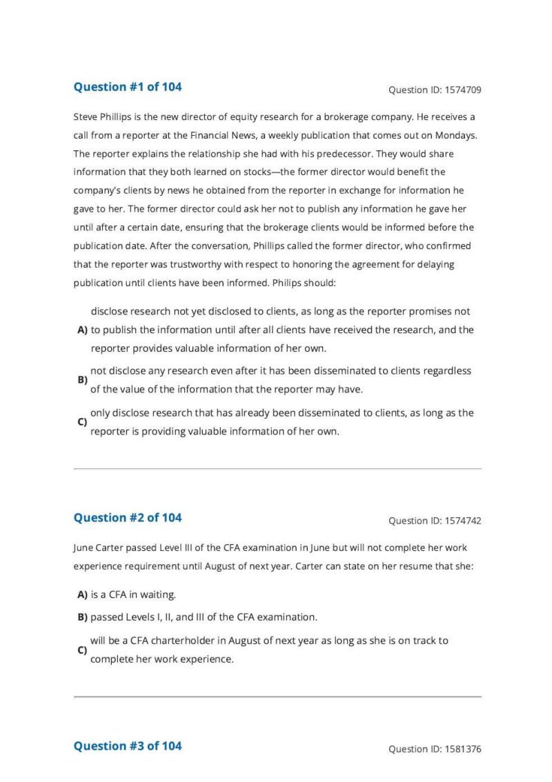 2024 CFA Level 1 Question Bank (Schweser Qbank)