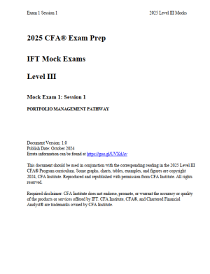CFA 2025 Level 3 Mock Exam Portfolio Management Pathway